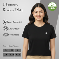 Hakan Bamboo Women’s Black Round Neck T-Shirt | Soft & Eco-Friendly Fabric