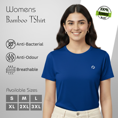 Hakan Bamboo Women’s Blue Round Neck T-Shirt | Comfortable & Anti-Bacterial