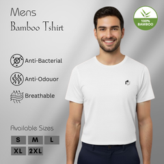 Hakan Bamboo Men’s White Round Neck T-Shirt | Ultra-Soft & Eco-Friendly Wear