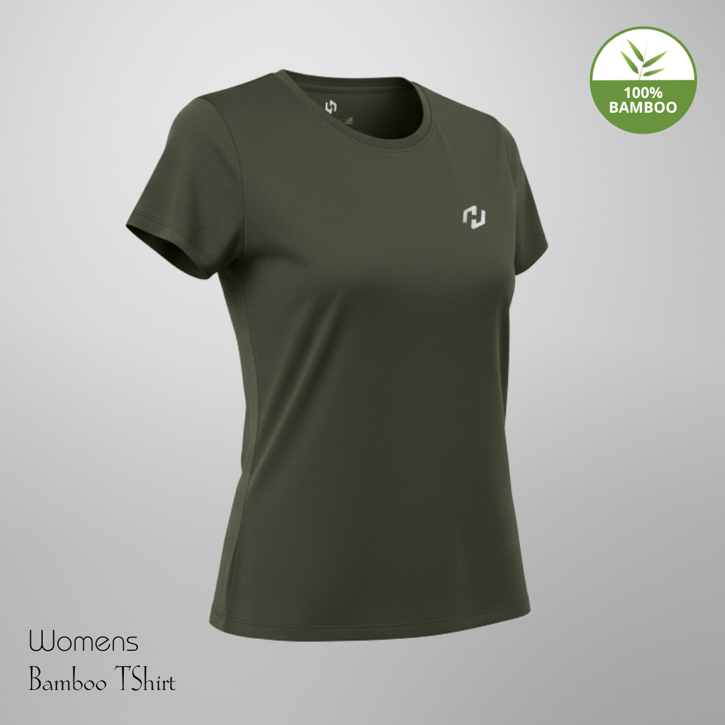 Hakan Bamboo Women’s Green Round Neck T-Shirt | Lightweight & Sustainable