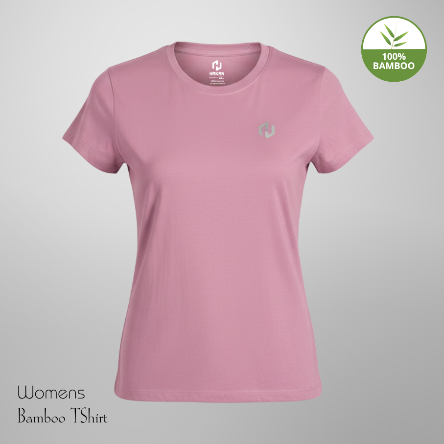 Hakan Bamboo Women’s Pink Round Neck T-Shirt | Ultra-Soft & Eco-Friendly Tee