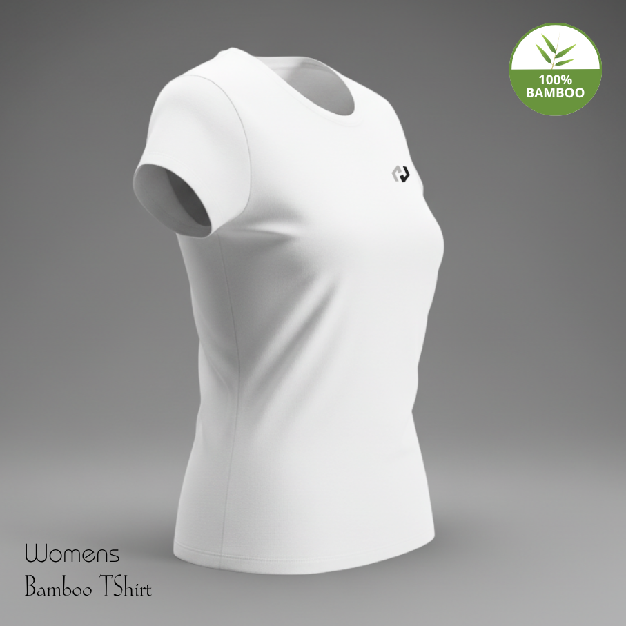 Hakan Bamboo Women’s White Round Neck T-Shirt | Soft, Organic & Breathable