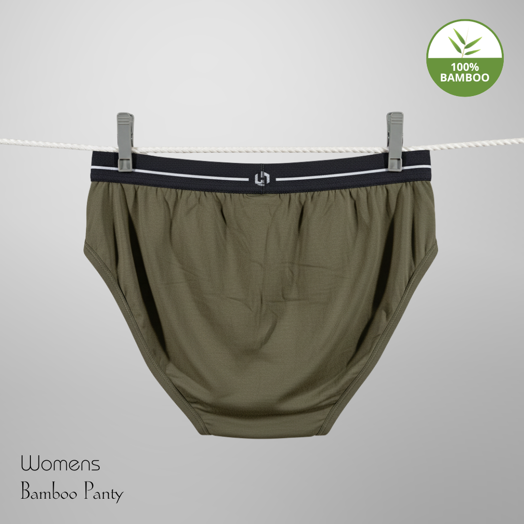 Hakan Bamboo Women’s  Olive Green Elastic Panty | Natural, Anti-Bacterial & Breathable Elastic Fit Underwear