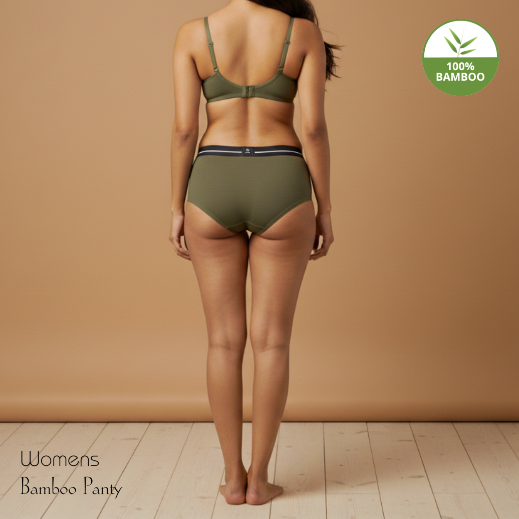 Hakan Bamboo Women’s  Olive Green Elastic Panty | Natural, Anti-Bacterial & Breathable Elastic Fit Underwear