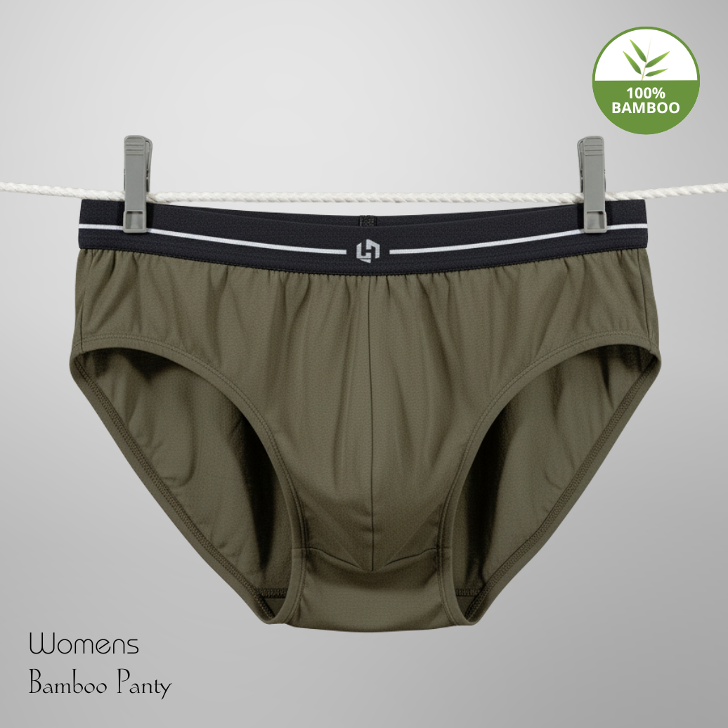 Hakan Bamboo Women’s  Olive Green Elastic Panty | Natural, Anti-Bacterial & Breathable Elastic Fit Underwear