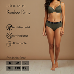 Hakan Bamboo Women’s  Olive Green Elastic Panty | Natural, Anti-Bacterial & Breathable Elastic Fit Underwear