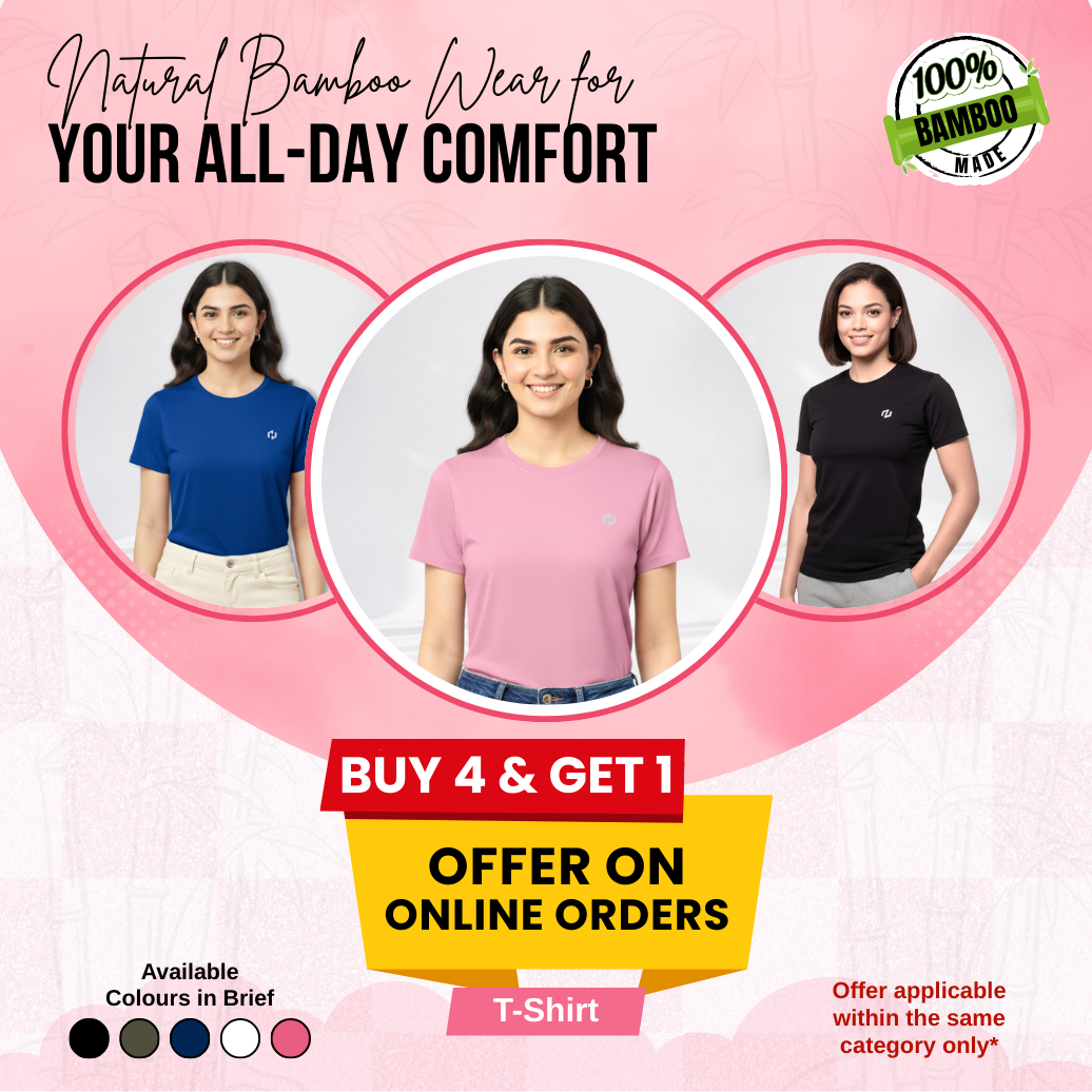 Hakan Women’s Bamboo Round Neck T-Shirt | Breathable | Buy 4 Get 1