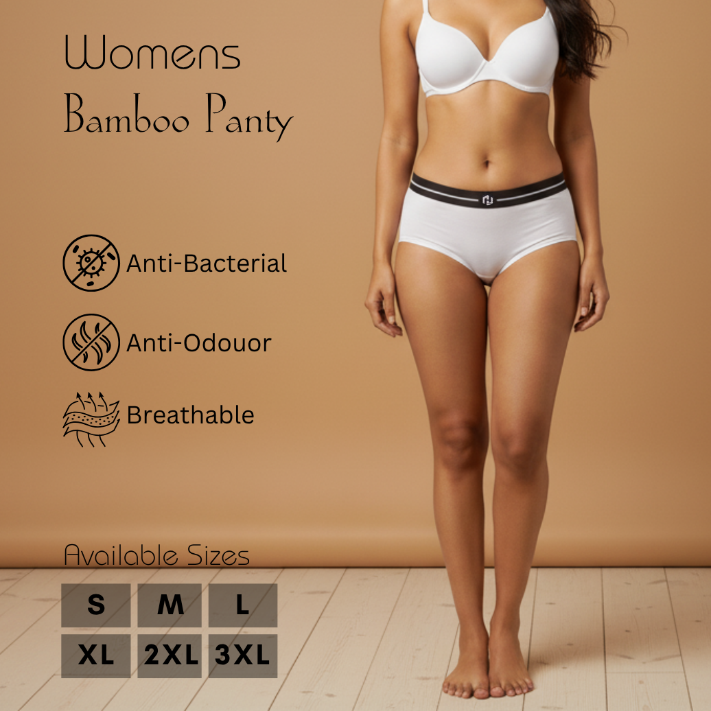 Hakan Bamboo Women’s White Elastic Panty | Seamless, Sweat-Absorbent & Skin-Friendly Innerwear for Daily Use