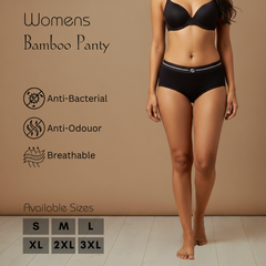 Hakan Bamboo Women’s Black Elastic Panty | Smooth Elastic Waistband, Ultra Comfort & Perfect Fit