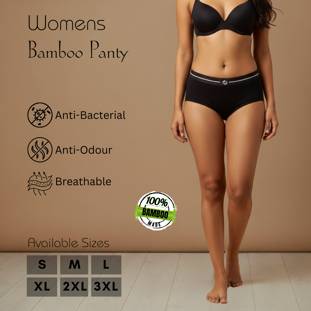 Hakan Bamboo Women’s Black Elastic Panty | Smooth Elastic Waistband, Ultra Comfort & Perfect Fit