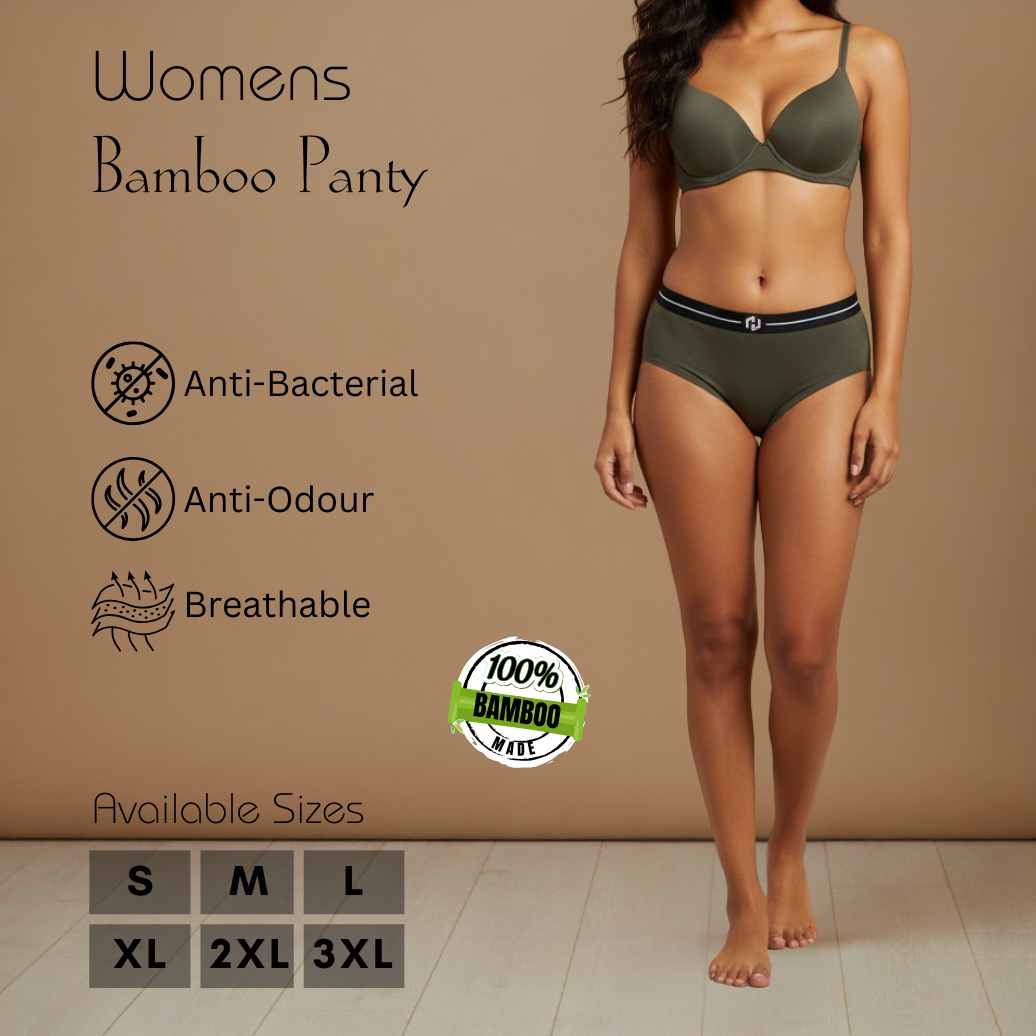 Hakan Bamboo Women’s  Olive Green Elastic Panty | Natural, Anti-Bacterial & Breathable Elastic Fit Underwear