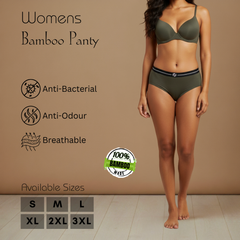 Hakan Bamboo Women’s  Olive Green Elastic Panty | Natural, Anti-Bacterial & Breathable Elastic Fit Underwear