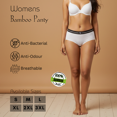 Hakan Bamboo Women’s White Elastic Panty | Seamless, Sweat-Absorbent & Skin-Friendly Innerwear for Daily Use