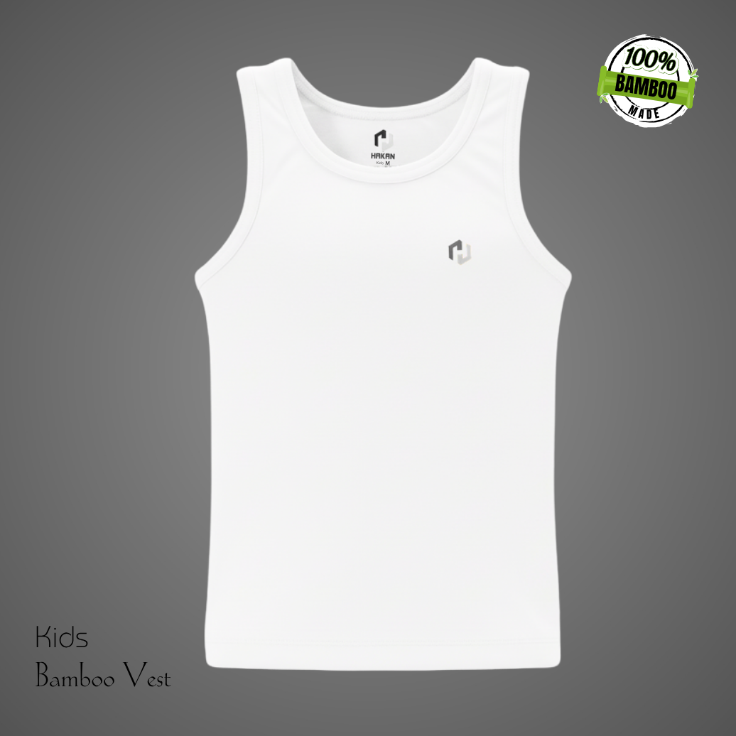 Hakan Bamboo Kids White Vest | Soft, Organic & Breathable