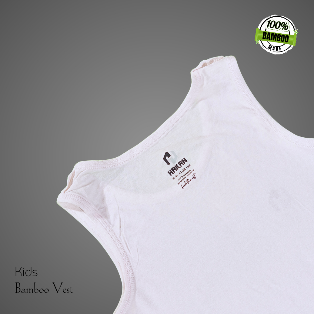 Hakan Bamboo Kids White Vest | Soft, Organic & Breathable