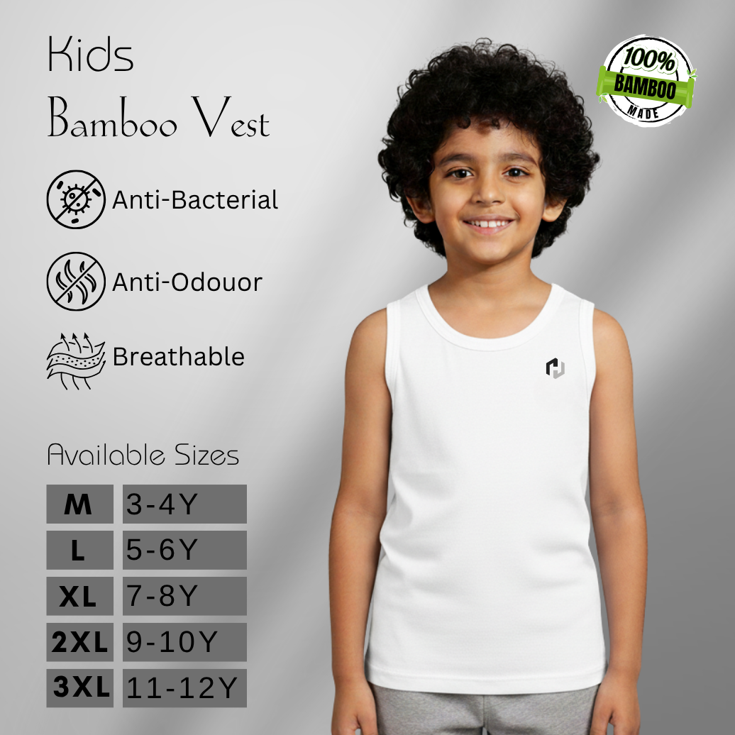 Hakan Bamboo Kids White Vest | Soft, Organic & Breathable