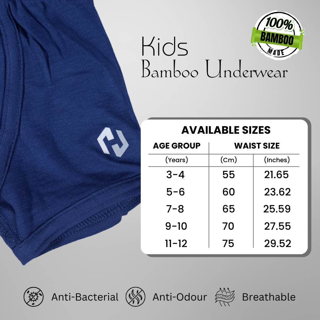 Hakan Bamboo Kids Blue Bottoms | Comfortable & Anti-Bacterial Undershorts
