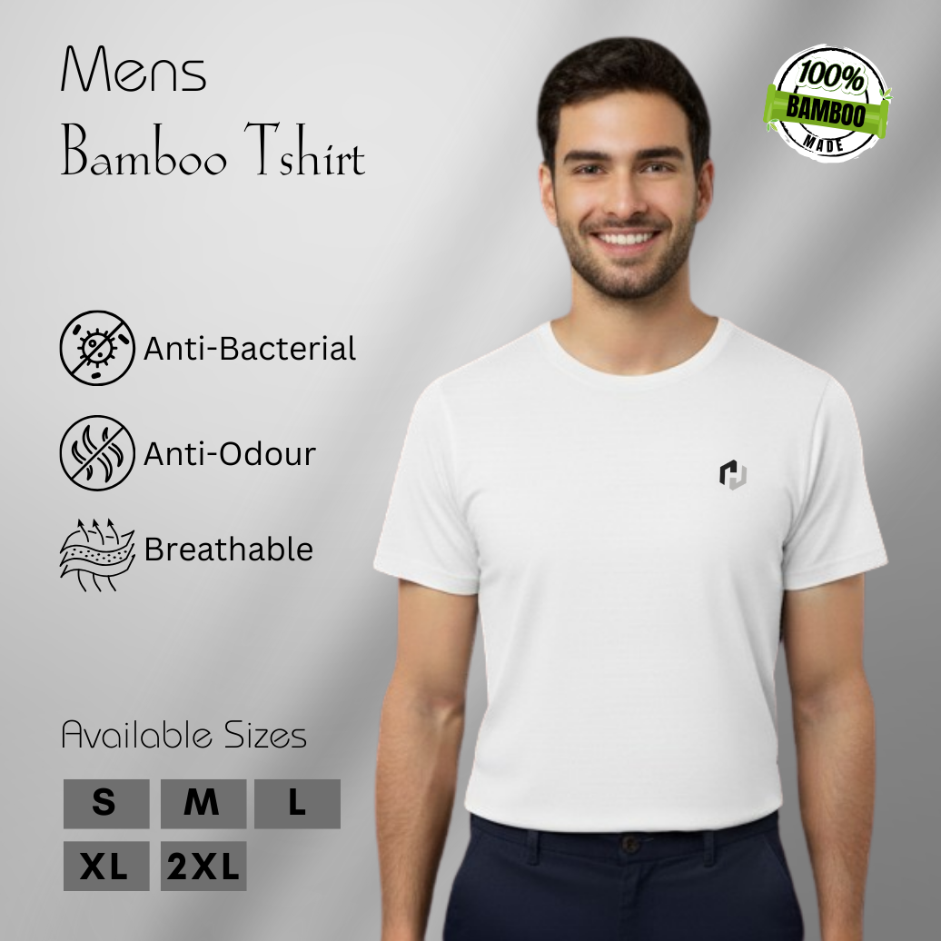 Hakan Bamboo Men’s White Round Neck T-Shirt | Ultra-Soft & Eco-Friendly Wear
