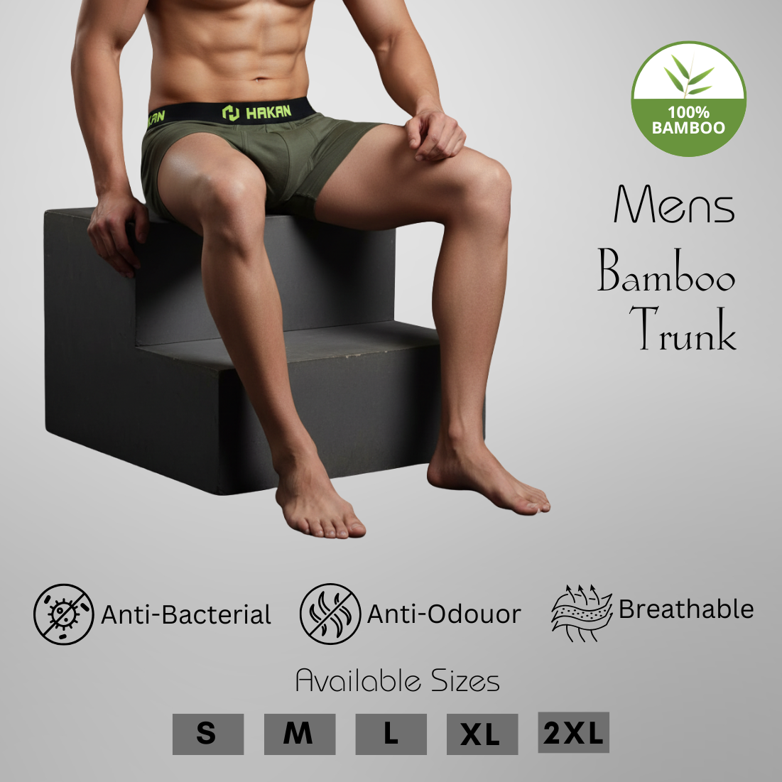 Hakan Bamboo Men’s Green Brief Boxer | Lightweight & Naturally Comfortable Fit