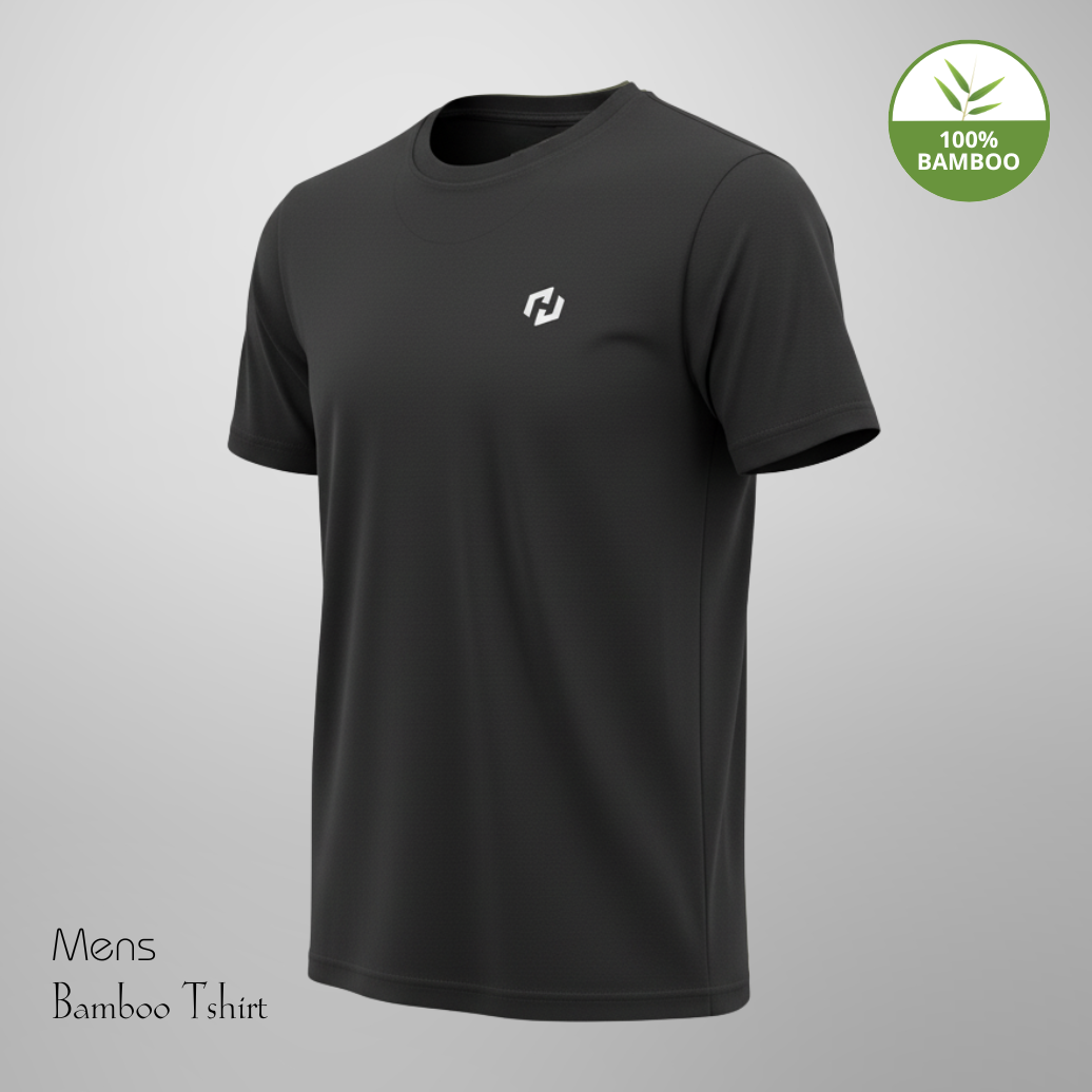 Hakan Bamboo Men’s Black Round Neck T-Shirt | Organic & Everyday Essential
