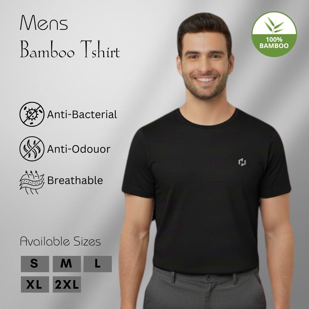 Hakan Bamboo Men’s Black Round Neck T-Shirt | Organic & Everyday Essential