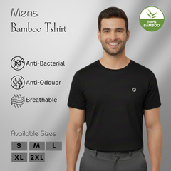 Hakan Bamboo Men’s Black Round Neck T-Shirt | Organic & Everyday Essential