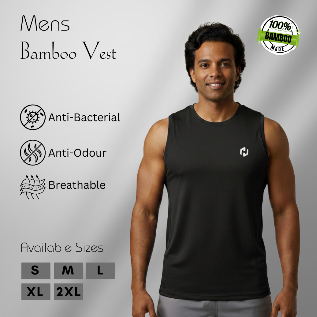 Hakan Bamboo Men’s Black Vest | Soft & Sustainable Material