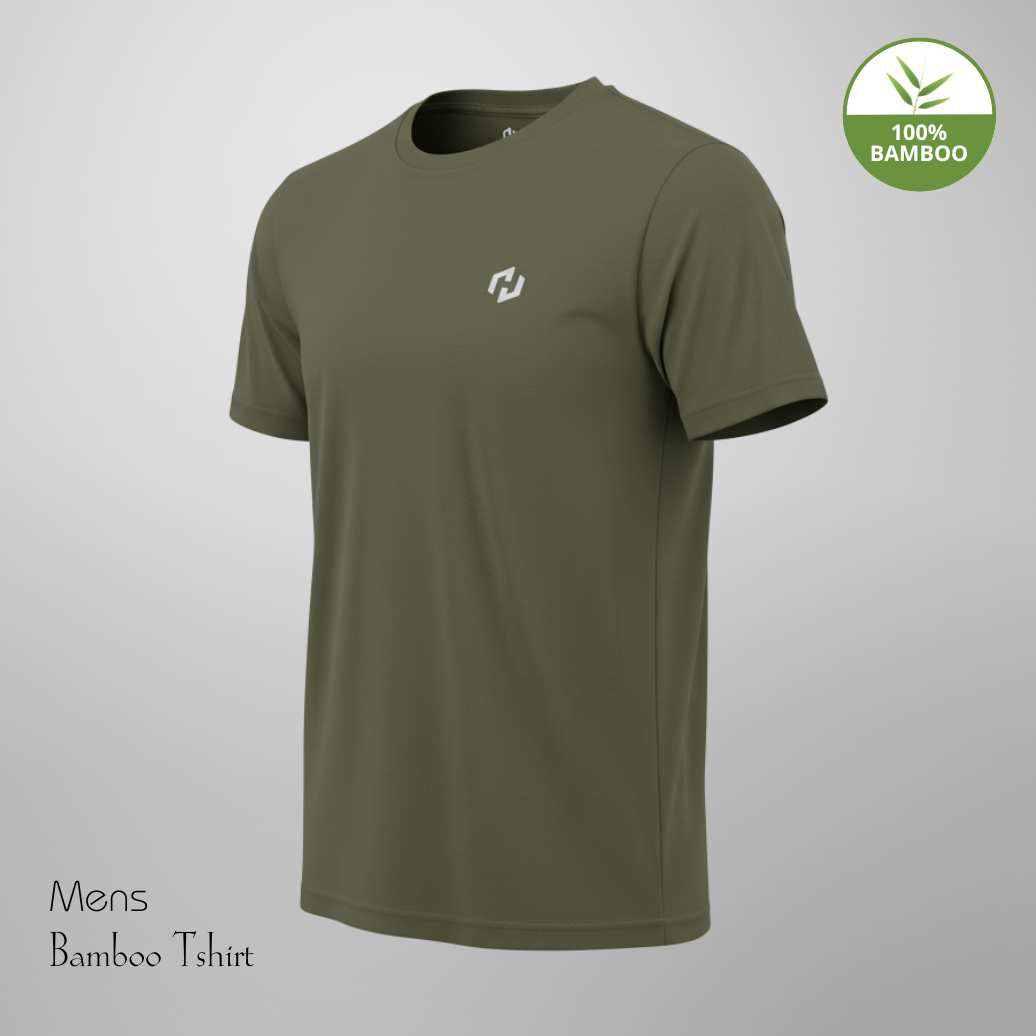 Hakan Bamboo Men’s Green Round Neck T-Shirt | Breathable & Sustainable Fabric
