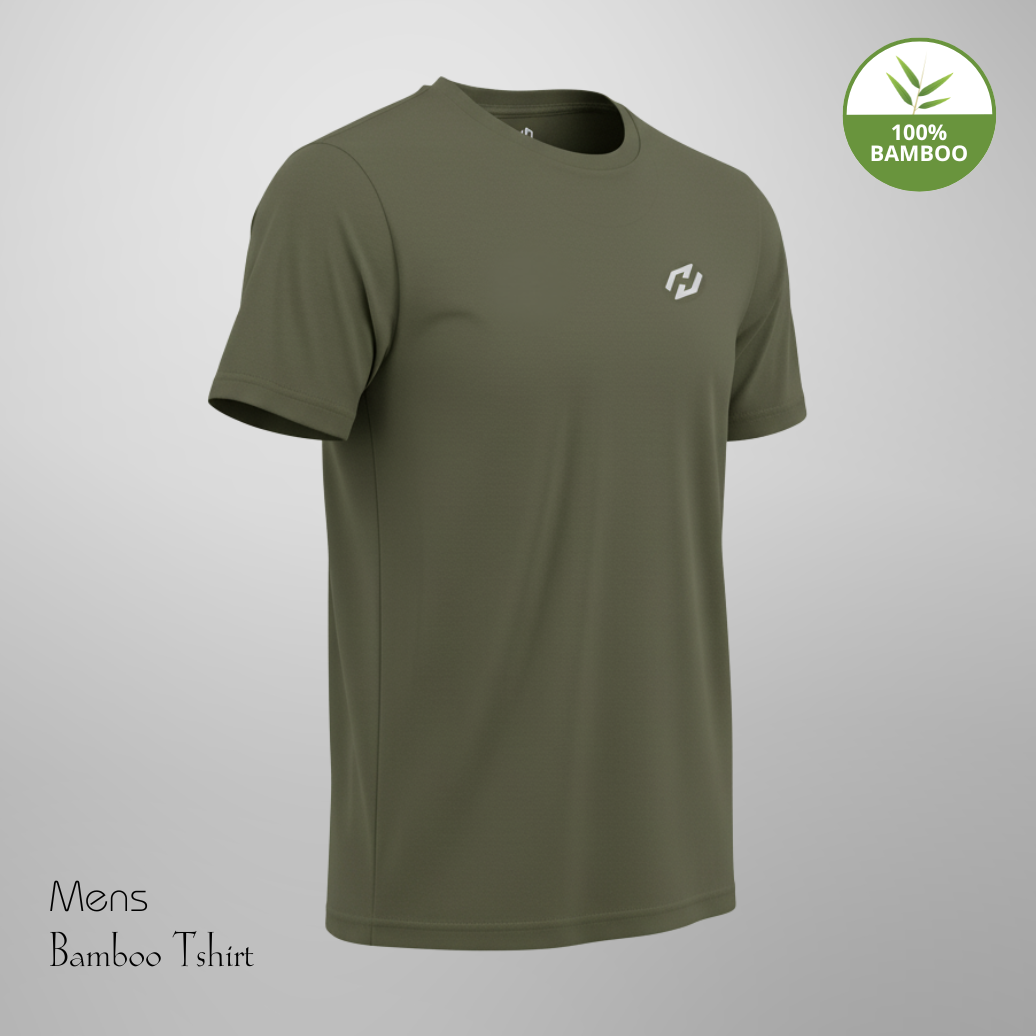 Hakan Bamboo Men’s Green Round Neck T-Shirt | Breathable & Sustainable Fabric