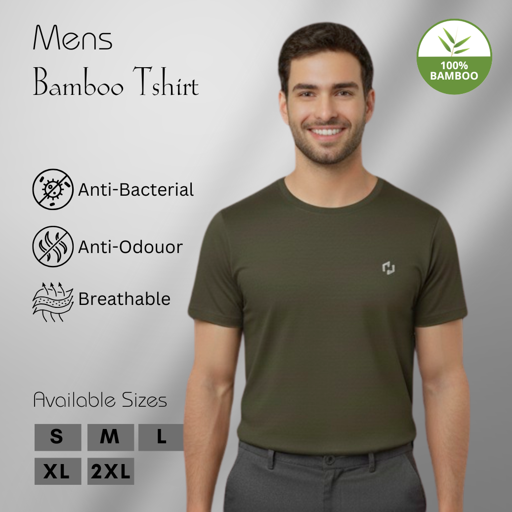 Hakan Bamboo Men’s Green Round Neck T-Shirt | Breathable & Sustainable Fabric