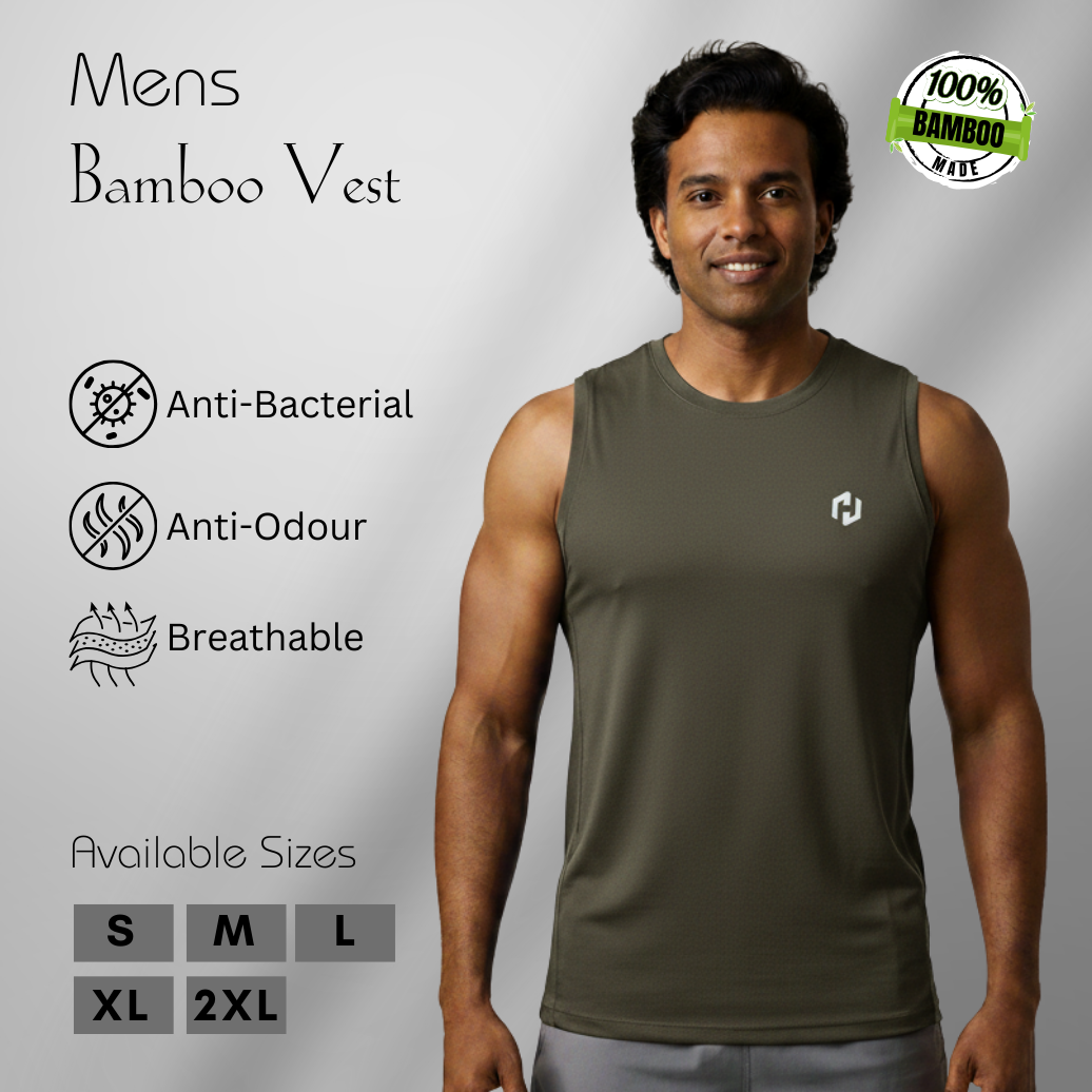 Hakan Bamboo Men’s Green Vest | Lightweight & Breathable