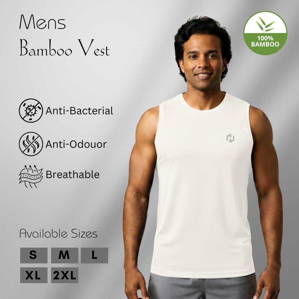Hakan Bamboo Men’s White Vest | Ultra-Soft & Eco-Friendly Fabric