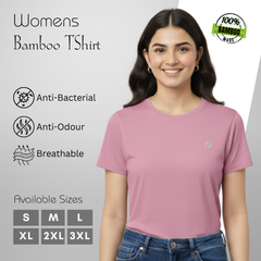 Hakan Bamboo Women’s Pink Round Neck T-Shirt | Ultra-Soft & Eco-Friendly Tee